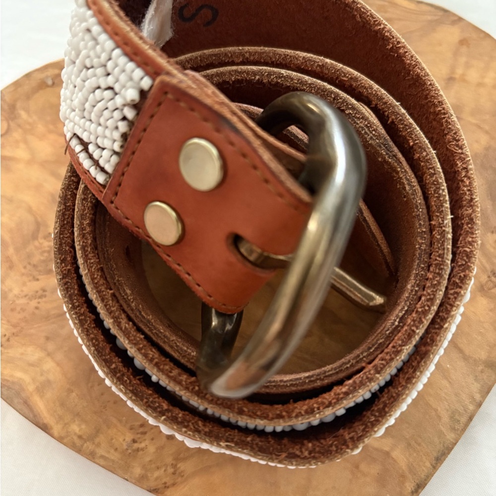 Lucky Brand Beaded Brown Leather Belt - Picture 8 of 10